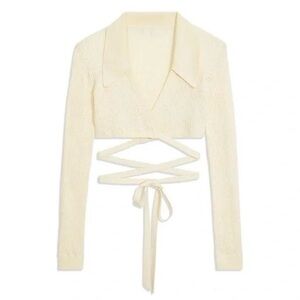 NWT Danielle Bernstein for Who what wear Knit crop wrap sweater in Cream